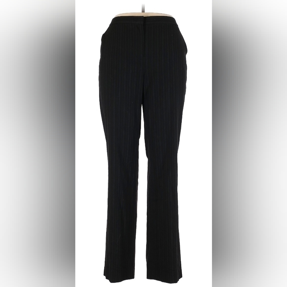 Nautica Pinstripe Black Dress Pants Women's 10 Wide Leg Career Office EUC